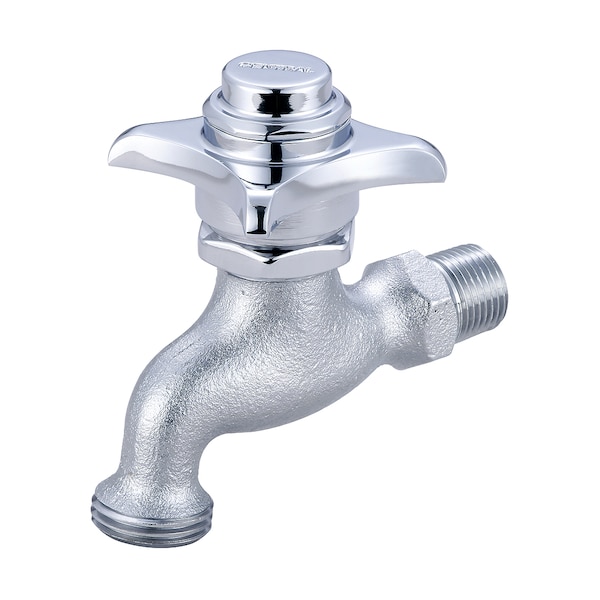 Central Brass Self-Close Wallmount Faucet, NPT, Single Hole, Rough Chrome 0031-H1/2P - main
